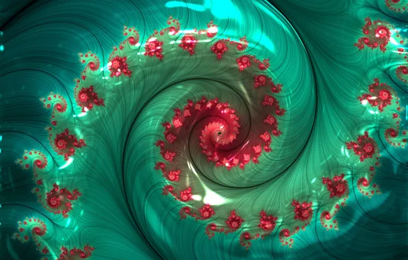 Abstraction, green, pattern, fractals, spiral, fractal, ornament, abstract background
