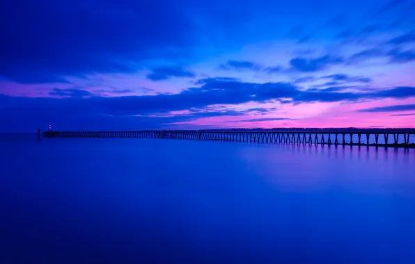 Picture sea, night, bridge