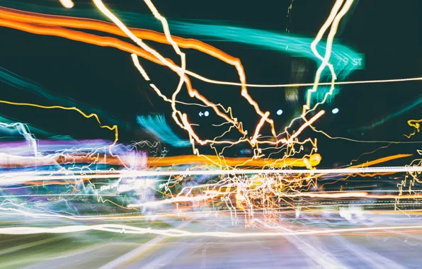 Light, the city, lights, glare, movement