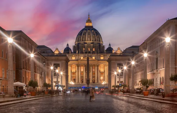 Picture night, lighting, area, Rome, lights, Italy, architecture, The Vatican