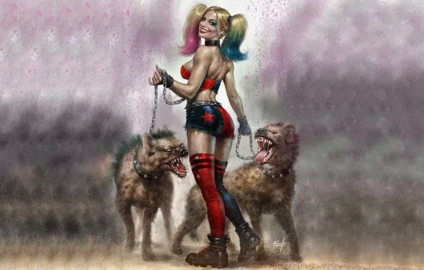 Picture ass, hyena, Harley Quinn, DC Comics, Harley Quinn, Harley Quinn, Harlin Quinzel, Lucio Parrillo