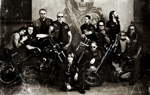 Picture Men, Crew, Club, Sons of Anarchy, Bikes, SOA, SAMCRO, Redwood Original