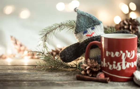 Winter, decoration, tea, scarf, Christmas, mug, New year, new year