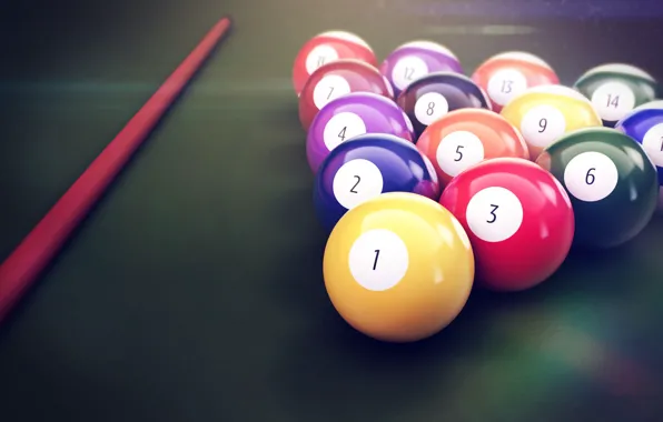 Table, balls, Billiards, cue