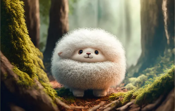 Forest, look, trees, nature, graphics, moss, baby, muzzle