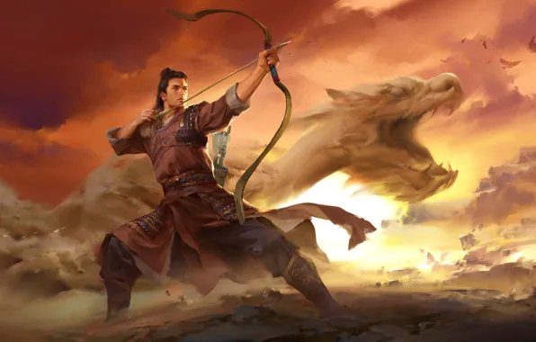 Dragon, fantasy, art, Archer, shooter, Condor Heroes Heroes of the greatest, zhang lu