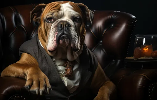 Dog, Look, Face, Digital art, English bulldog, AI art, The Art of Artificial Intelligence, Neural …