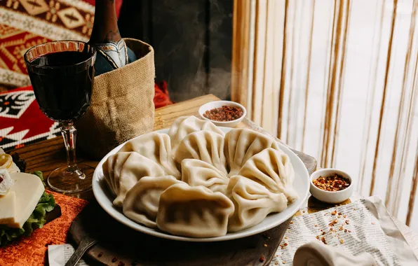 Table, georgian, khinkali