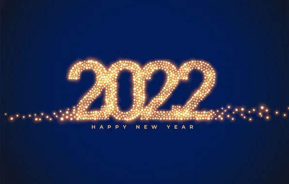 Figures, New year, blue background, illumination, 2022