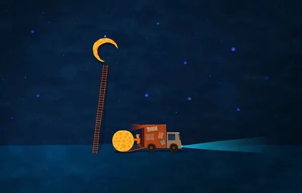 The moon, a month, ladder, truck, VLADSTUDIO