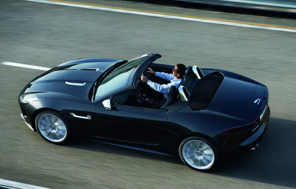 Picture car, Jaguar, black, speed, F-Type, V8 S