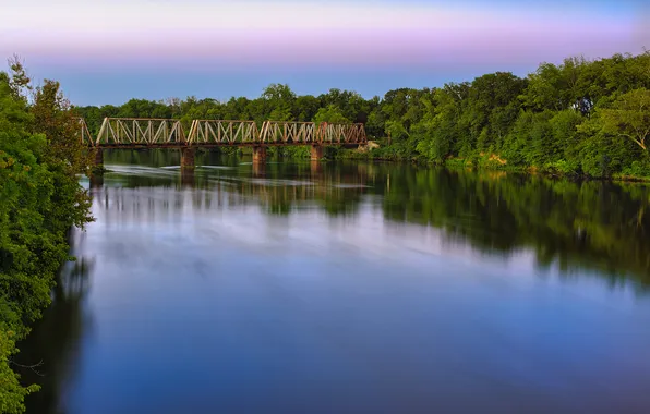 Picture trees, bridge, river, The Chattahoochee River