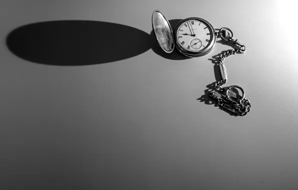 Watch, shadow, chain, black and white photo, cap