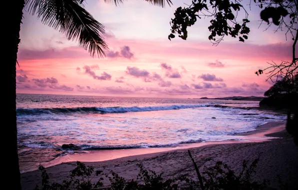 Picture beach, the sky, clouds, sunset, nature, the ocean, Nicaragua, Rancho Santana