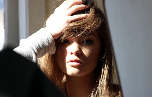 Picture girl, light, face, background, hair