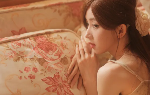 Beautiful, Asian, Model, Bed, Woman, Cute, Pretty, Petite