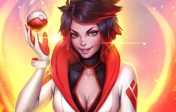 Picture girl, face, art, art, Pokemon Go, Candela, Team Valor leader