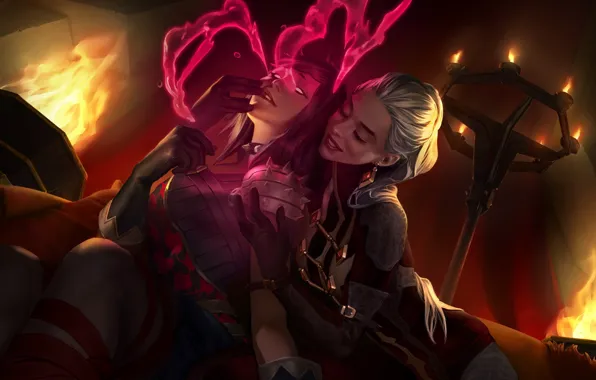 Girls, fire, torches, Legends of Runeterra