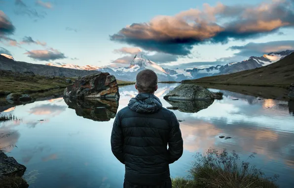 Switzerland, man, bokeh, guy, Zermatt, Male, Matterhorn