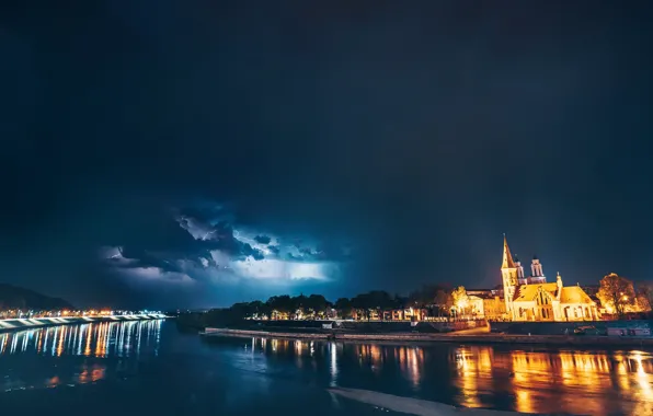 Night, the city, Lithuania, Kaunas
