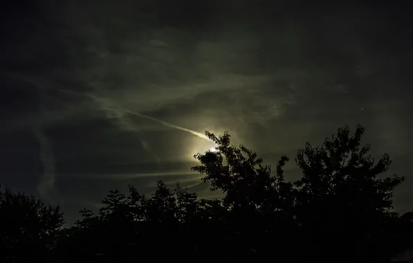 Light, moon, sky, night, cloud, stars, moonlight