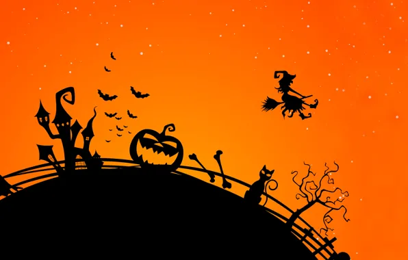 Picture trees, vector, vector, Halloween, pumpkin, bat, horror, horror