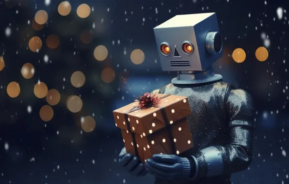 Fiction, gift, robot, Christmas, New year, cyborg, cyberpunk, Android