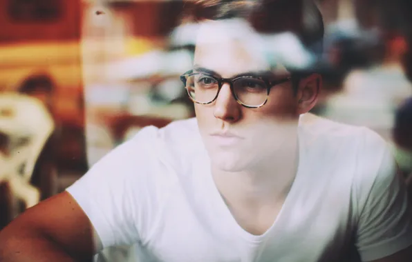Glasses, t-shirt, guy, the young man