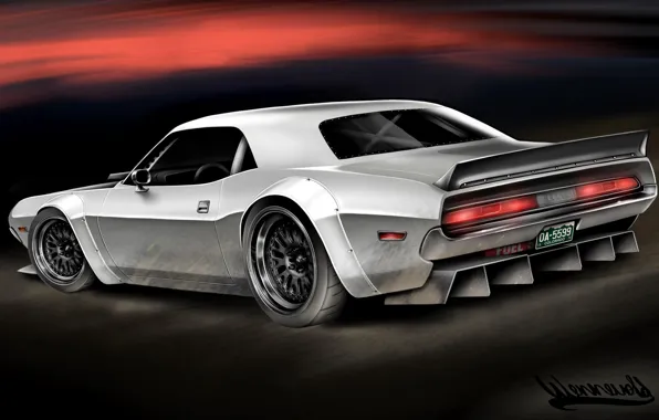 Auto, Figure, Retro, Machine, Dodge, Challenger, Art, Art