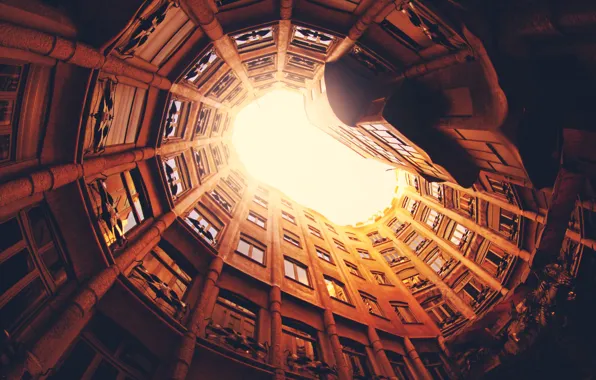 Windows, tunnel, Barcelona, Spain, spiral, architecture, building, construction