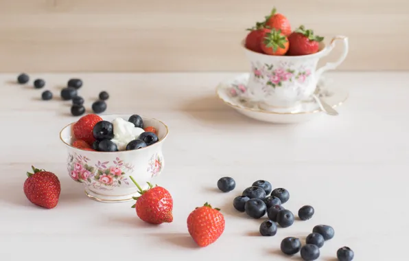 Style, berries, strawberry, blueberries