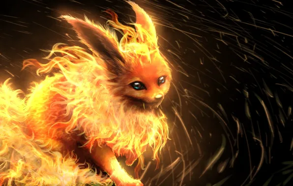 Anime, art, animal, pokemon, pokemon, flareon