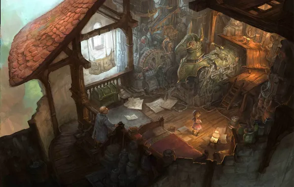 Machine, mechanism, home, girl, male, Thomas Brissot