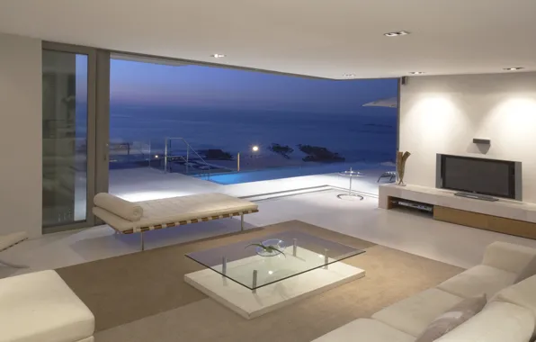 Sea, landscape, table, room, the ocean, Wallpaper, interior, TV