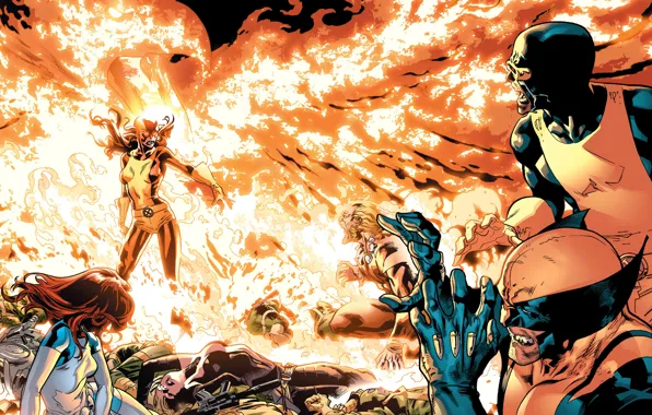 Battle, Wolverine, X-Men, Marvel Comics, Cyclops, Dark Phoenix, Sabretooth, Mistique