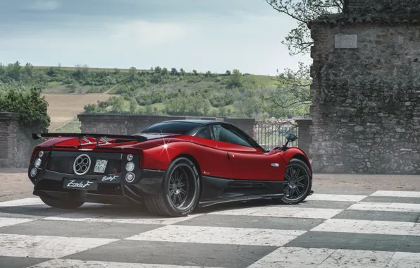 Red, Pagani, Zonda, rear view, Pagani Zonda F