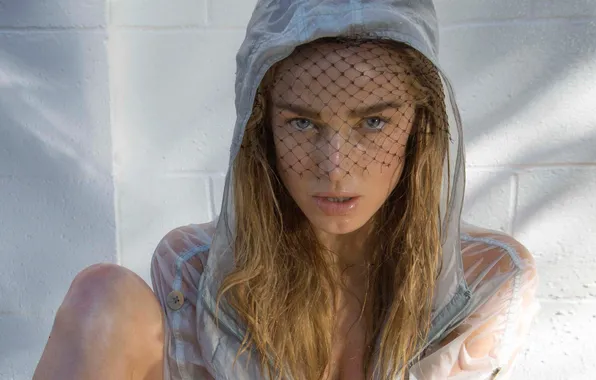 Look, pose, makeup, actress, hood, raincoat, Caity Lotz, Katie Lotz