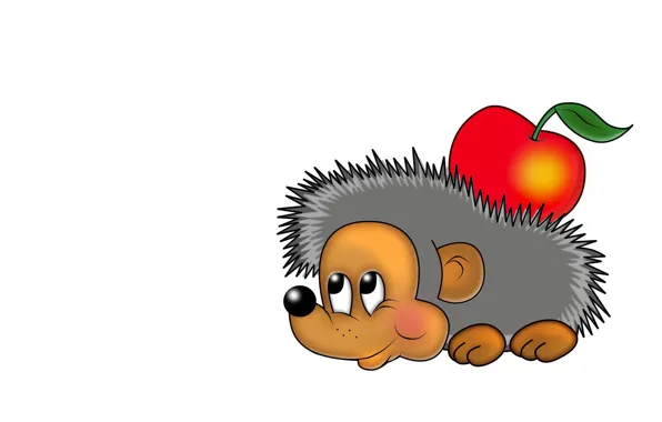Art, hedgehog, children's, Apple