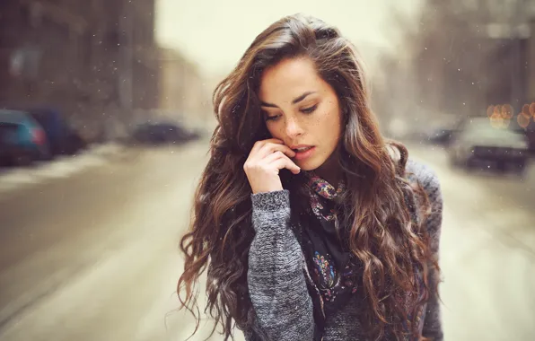 Girl, mood, street, portrait
