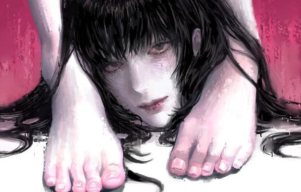 Girl, feet, head