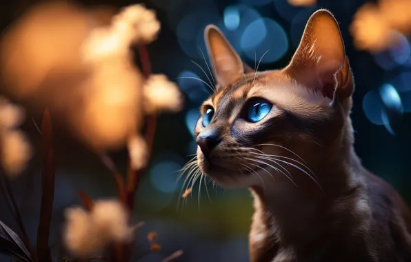 Cat, cat, look, light, nature, pose, glare, portrait