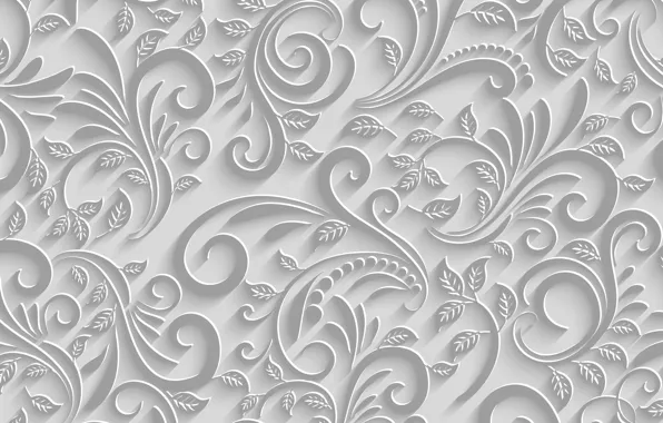 Leaves, Branches, Pattern, White background, Texture