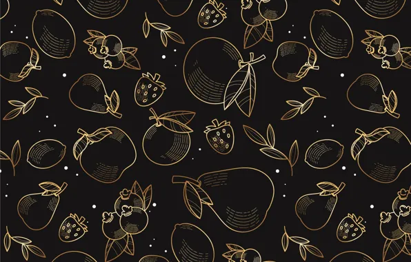 Vector, texture, fruit, black background, repetition