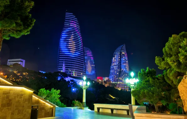 Picture night, night, Azerbaijan, Azerbaijan, Baku, Baku