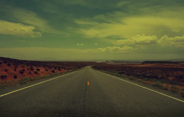 Road, the sky, desert, turn, barb
