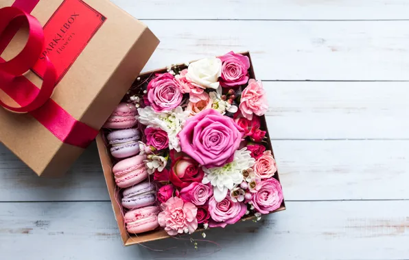 Roses, Flowers, Macaroon, Box