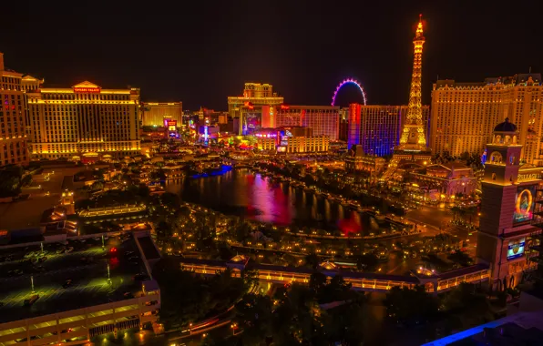 Night, the city, lights, Las Vegas, Nevada