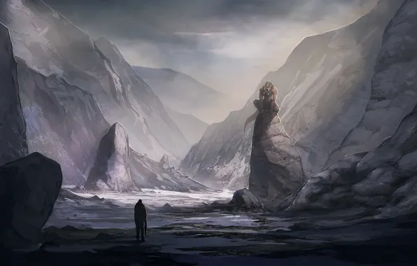 Mountains, desert, valley, Shadowgrounds survivor, monster.