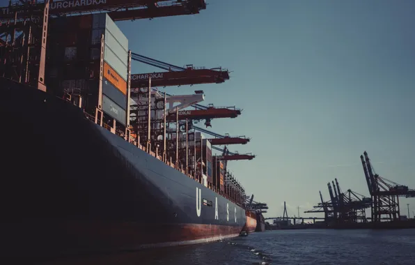 Water, Port, Board, The ship, Technique, A container ship, Zaton, Cargo operations