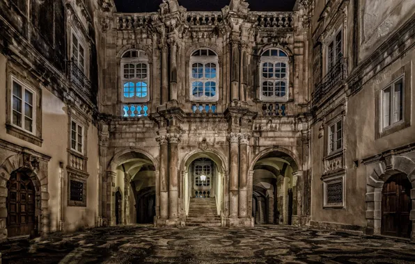 Night, lights, Windows, Italy, Sicily, Siracusa, Ortigia, courtyard